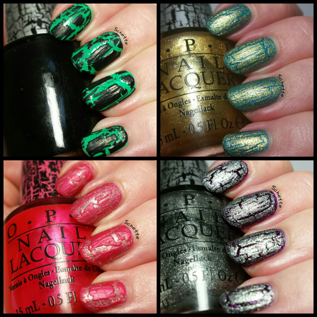 OPI Shatter Gold, Silver, Pink Black