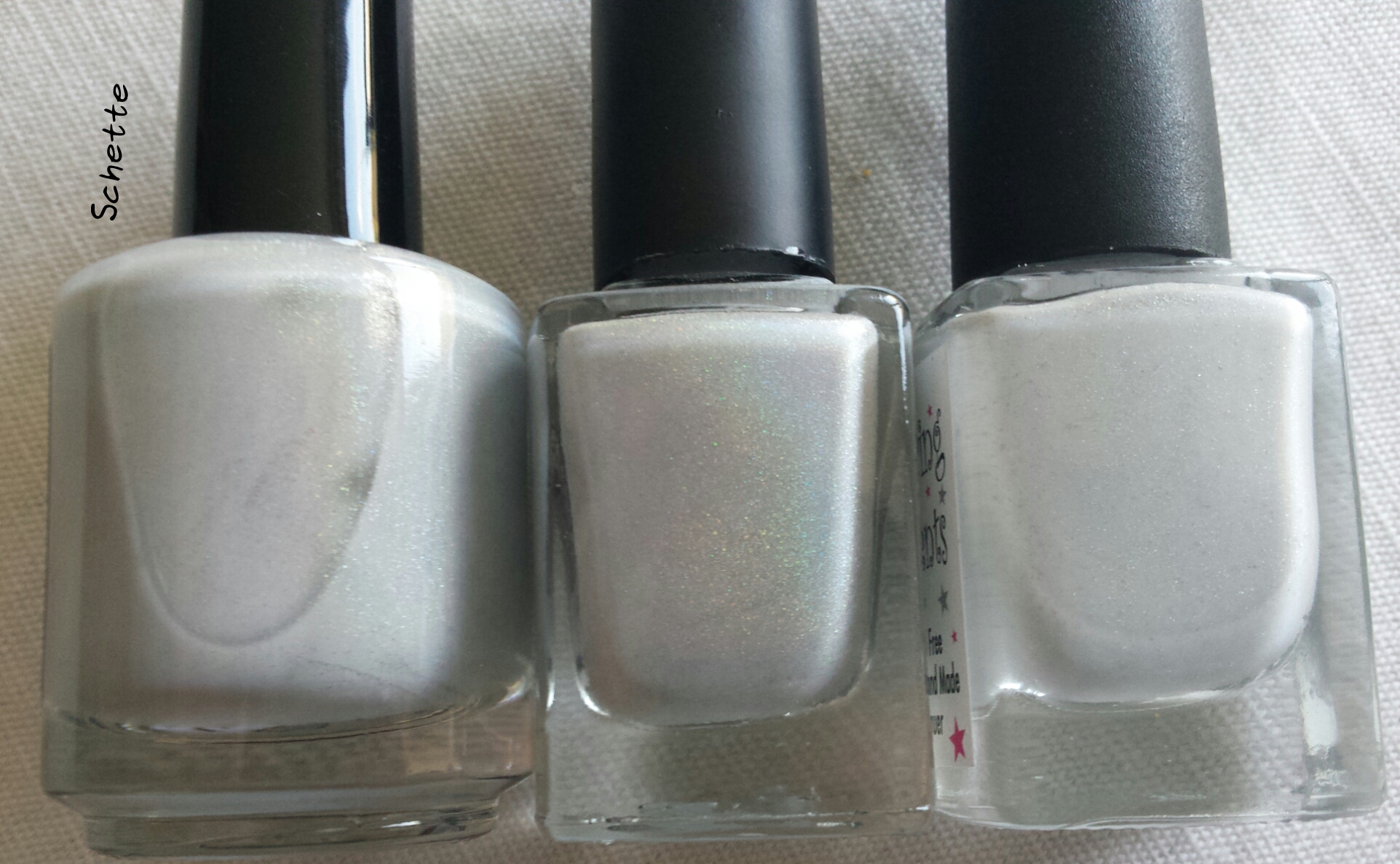 White holographic polish comparison