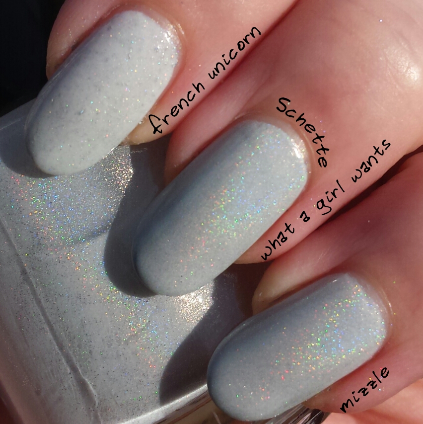 White holographic polish comparison