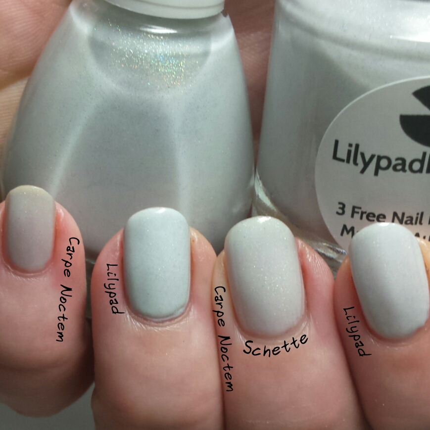 White holographic polish comparison