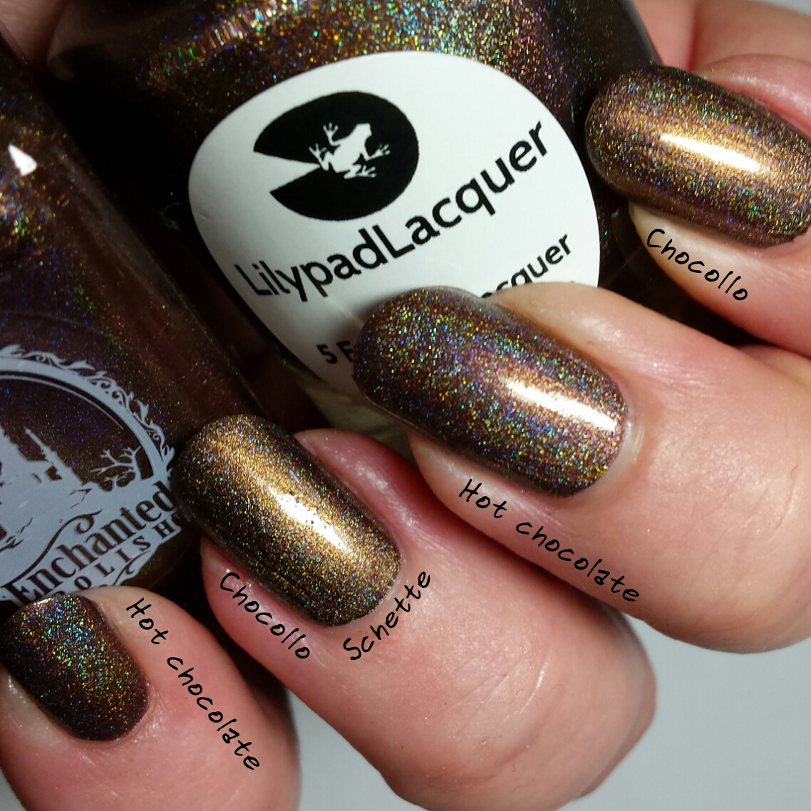 Comparison Enchanted Polish Hot Chocolate Vs Lilypad Lacquer Chocollo